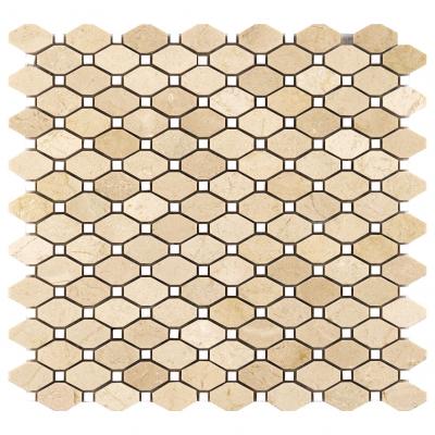 Natural crema marfil -thassos marble stone mosaic octag shape mosaic tiles for wall decoration
