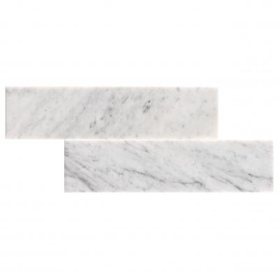 bianco carrara marble tile used for backsplash in kitchen and bathroom
