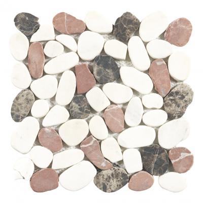 white and red and brown three  colours mixed pebble stone marble mosaic for home decor mosaic tiles
