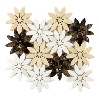 Border Tiles Flower Marble Rectangle Ceramic Foshan Crystal Mosaic Factory
