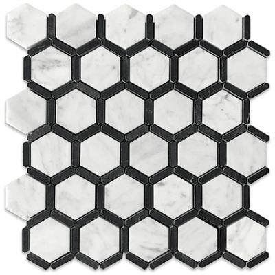 Carrara Hexagon Stone Mosaic Tiles